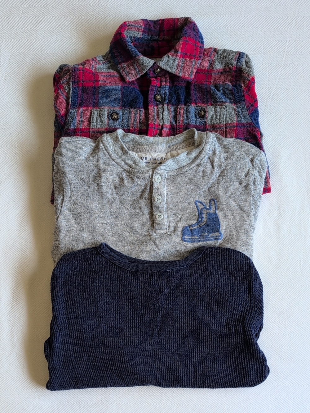 Lot of 3 Boys OshKosh Old Navy Joe Fresh Flannel Thermal Henley Tops 5T